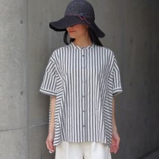画像1: 【ista-ire】太ストライプ　切替ワイドシャツ (1)