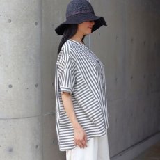 画像2: 【ista-ire】太ストライプ　切替ワイドシャツ (2)