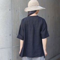 画像3: 【08Mab】14番手リネンタックバンドブラウス (3)