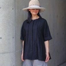 画像1: 【08Mab】14番手リネンタックバンドブラウス (1)