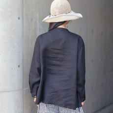 画像16: 08Mab 14番手リネンワイドピンタック前あきブラウス (16)