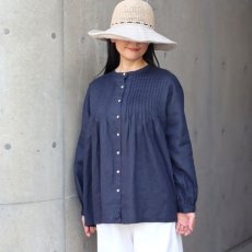画像1: 【08Mab】リネンピンタックボリュームブラウス (1)