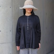 画像14: 08Mab 14番手リネンワイドピンタック前あきブラウス (14)