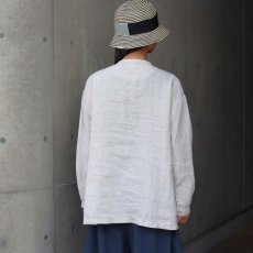 画像3: 08Mab 14番手リネンワイドピンタック前あきブラウス (3)