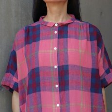 画像6: 20%OFF SALE【ista-ire】マドラスチェックちび衿ワイドシャツ (6)