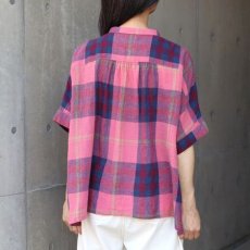 画像3: 20%OFF SALE【ista-ire】マドラスチェックちび衿ワイドシャツ (3)