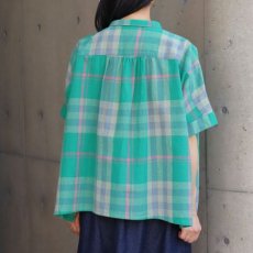画像15: 20%OFF SALE【ista-ire】マドラスチェックちび衿ワイドシャツ (15)