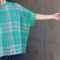 画像17: 20%OFF SALE【ista-ire】マドラスチェックちび衿ワイドシャツ (17)