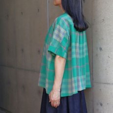 画像14: 20%OFF SALE【ista-ire】マドラスチェックちび衿ワイドシャツ (14)