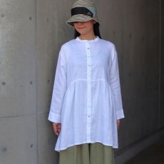 画像1: 【08Mab】21番手リネンウエストギャザーチュニック (1)