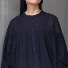 画像6: 20%OFF SALE【ista-ire】しわコットンローン×ドビードット異素材切替ギャザーブラウス (6)