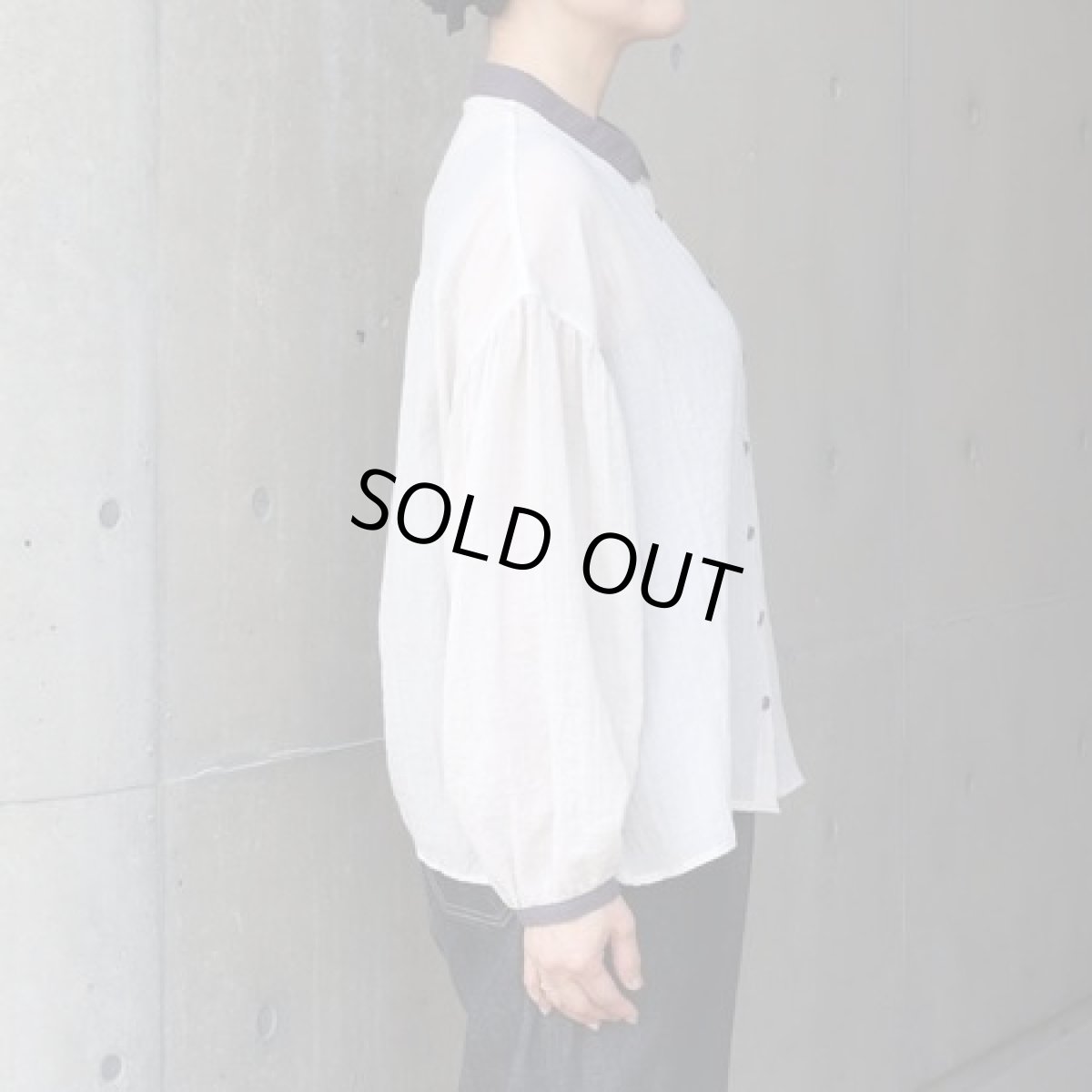 画像2: 20%OFF SALE【ista-ire】テトロンコットンガーゼちび衿ブラウス (2)