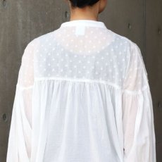 画像19: 20%OFF SALE【ista-ire】しわコットンローン×ドビードット異素材切替ギャザーブラウス (19)