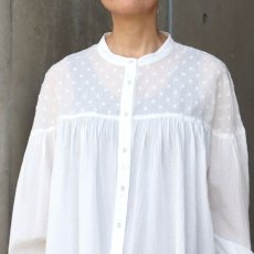 画像18: 20%OFF SALE【ista-ire】しわコットンローン×ドビードット異素材切替ギャザーブラウス (18)