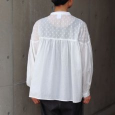 画像15: 20%OFF SALE【ista-ire】しわコットンローン×ドビードット異素材切替ギャザーブラウス (15)