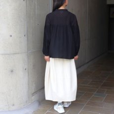 画像11: 20%OFF SALE【ista-ire】しわコットンローン×ドビードット異素材切替ギャザーブラウス (11)