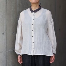 画像1: 20%OFF SALE【ista-ire】テトロンコットンガーゼちび衿ブラウス (1)