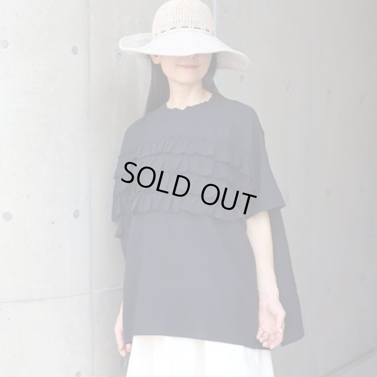 画像1: ista-ire リネンブレンドガーゼ　フリルテープTEE (1)
