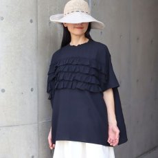 画像1: 【ista-ire】リネンブレンドガーゼ　フリルテープTEE (1)