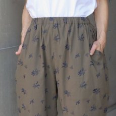 画像12: 10%OFF SALE ista-ire 麻(リネン)調ポプリン オリーブ柄刺繍istaパンツ (12)