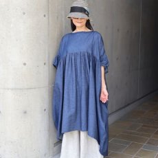 画像2: 【Sorte cuff】コットンデニムワイドワンピース (2)