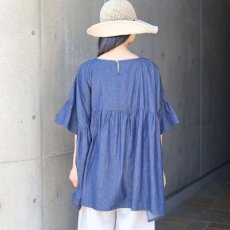 画像4: 【Sorte cuff】コットンデニムワイドブラウス (4)