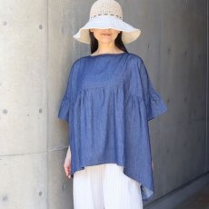 画像2: 【Sorte cuff】コットンデニムワイドブラウス (2)