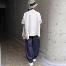 画像11: 【08Mab】ヨーロピアンリネン配色切り替えワイド前あきブラウス (11)
