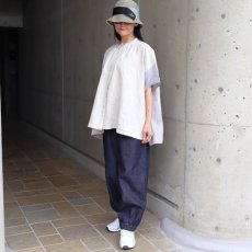 画像9: 【08Mab】ヨーロピアンリネン配色切り替えワイド前あきブラウス (9)