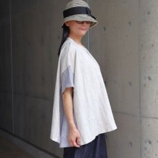 画像4: 【08Mab】ヨーロピアンリネン配色切り替えワイド前あきブラウス (4)