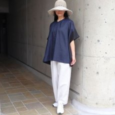 画像21: 【08Mab】ヨーロピアンリネン配色切り替えワイド前あきブラウス (21)
