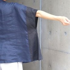 画像20: 【08Mab】ヨーロピアンリネン配色切り替えワイド前あきブラウス (20)