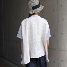 画像3: 【08Mab】ヨーロピアンリネン配色切り替えワイド前あきブラウス (3)