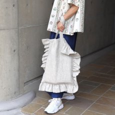 画像10: 【08Mab】9番手リネン裏地付きフリルトートバッグ (10)