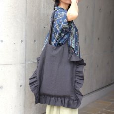 画像1: 【08Mab】9番手リネン裏地付きフリルトートバッグ (1)