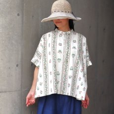 画像12: 【ista-ire】ボタニカルプリント　ちび衿ワイドシャツ (12)