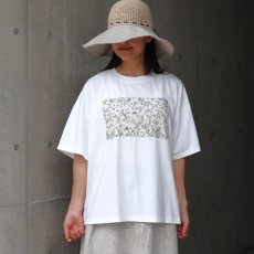 画像1: ista-ire コットン天竺×国産花柄　単色花柄スクエアTEE (1)