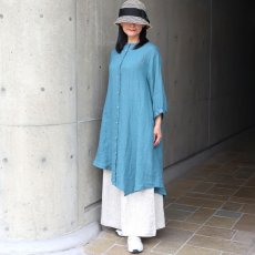 画像10: 08Mab リネンシャンブレー裾アシンメトリーワンピース (10)