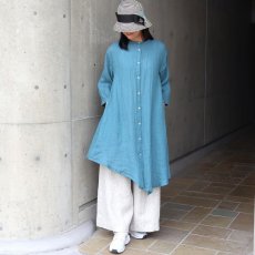 画像14: 08Mab リネンシャンブレー裾アシンメトリーワンピース (14)