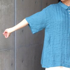 画像16: 08Mab リネンシャンブレーシャツ襟ピンタックブラウス (16)