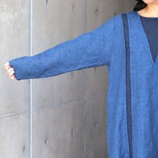 画像11: 20%OFF SALE 08Mab 9番手リネン配色パッカリングワンピース (11)