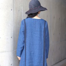 画像9: 20%OFF SALE 08Mab 9番手リネン配色パッカリングワンピース (9)