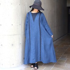 画像3: 20%OFF SALE 08Mab 9番手リネン配色パッカリングワンピース (3)