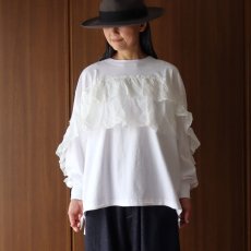 画像1: ista-ire 4602-7540 コットンジャージ―ラミーリネンフリルロンTEE (1)
