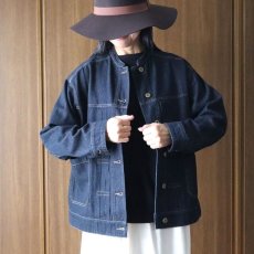 画像6: ista-ire ソフトコットンデニムバンドカラージャケット (6)