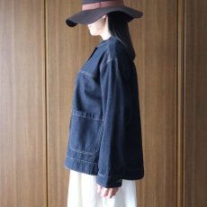 画像3: ista-ire ソフトコットンデニムバンドカラージャケット (3)