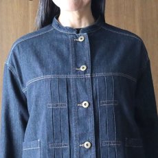 画像8: ista-ire ソフトコットンデニムバンドカラージャケット (8)
