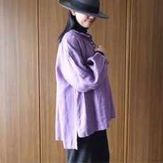 画像17: 08Mab 14番手リネン ボリューム袖チビ襟ブラウス (17)