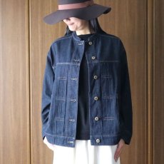 画像2: ista-ire ソフトコットンデニムバンドカラージャケット (2)
