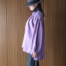 画像15: 08Mab 14番手リネン ボリューム袖チビ襟ブラウス (15)